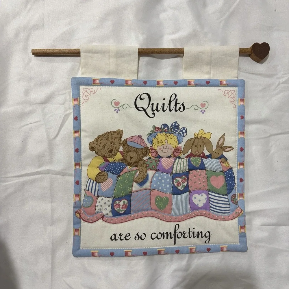 quilts are so comforting‎ Wall Hanging Rod Bears Bunnies Grandma Cottage Core